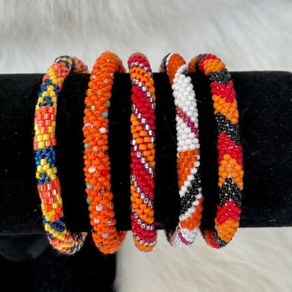 HAND CRAFTED in Nepal Beaded Bracelets
 (set of 5) #621 - Picture 1 of 4